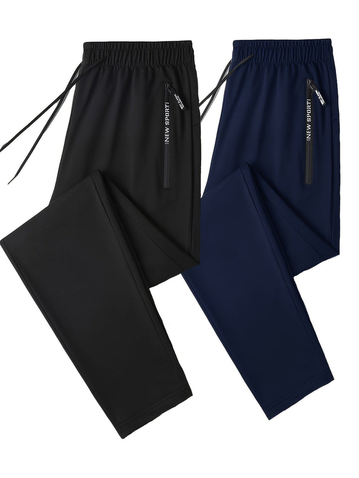 Levoire | Série De Pantalons De Jogging Bicolores Avec Des Bords Côtelés Noir et Bleu foncé 01