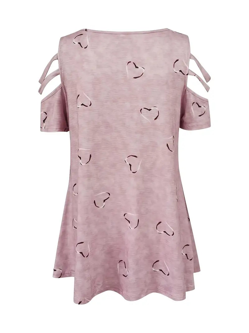 Levoire | T-Shirt Manches Courtes Motif Cœur Décolleté V