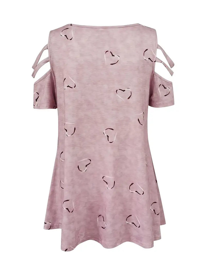 Levoire | T-Shirt Manches Courtes Motif Cœur Décolleté V