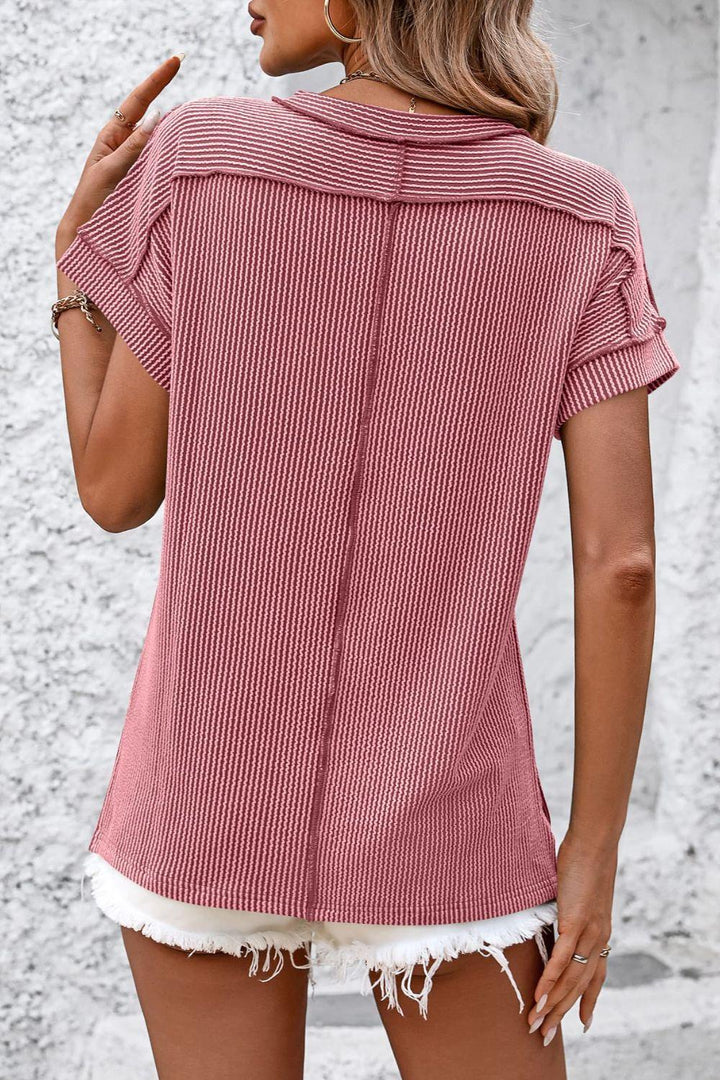Levoire | T-Shirt Classique À Manches Courtes Rayé Avec Col Rond