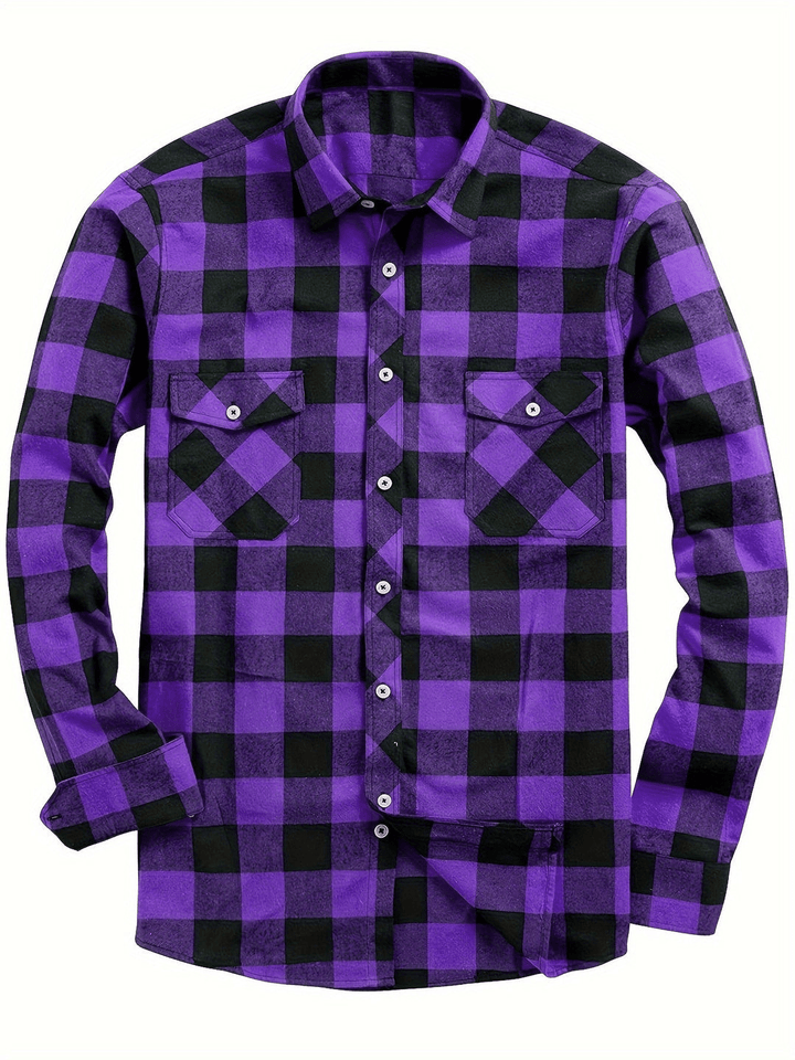 Levoire | Chemise décontractée pour hommes à imprimé Lumberjack Dunkellila