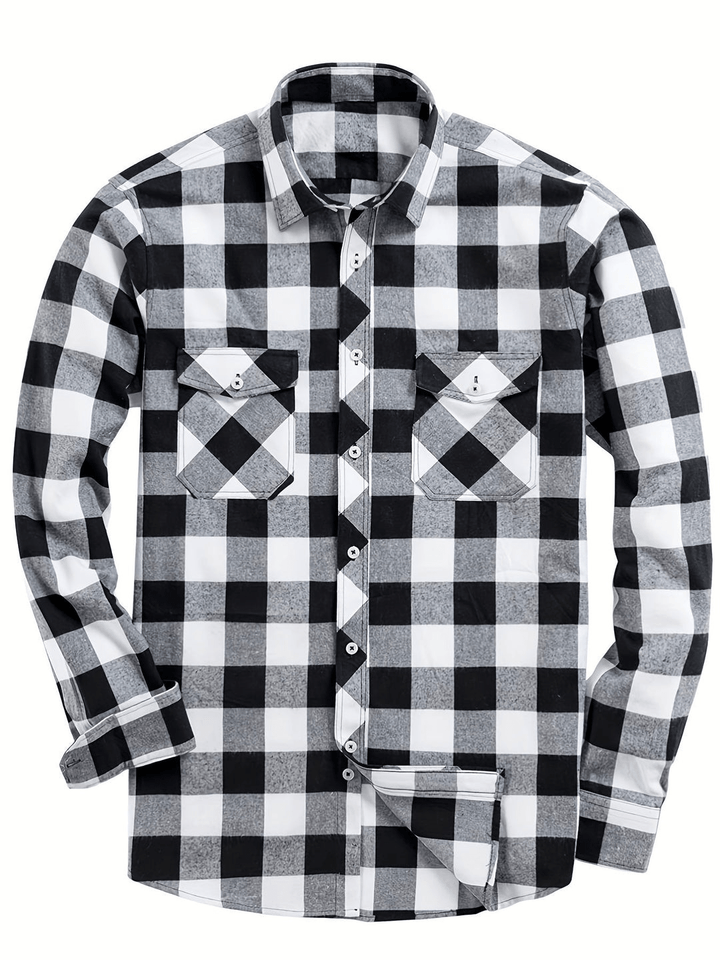 Levoire | Chemise décontractée pour hommes à imprimé Lumberjack Noir