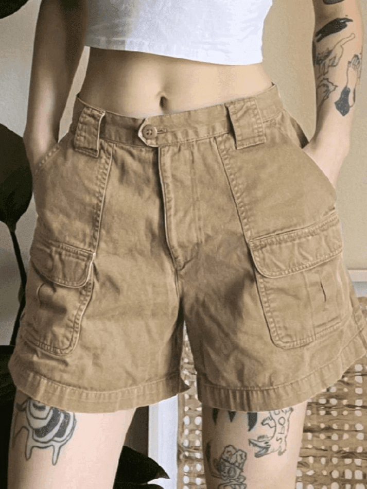 Levoire | Short Cargo En Denim À Jambe Droite Kaki