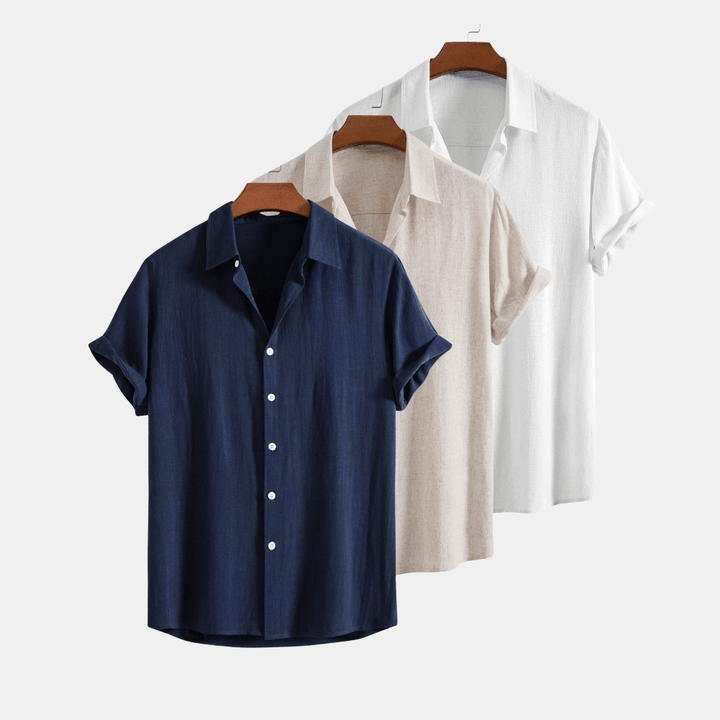Levoire | Pack De 3 Chemises En Lin Mélangé D'Été Marine bleu Beige Blanc