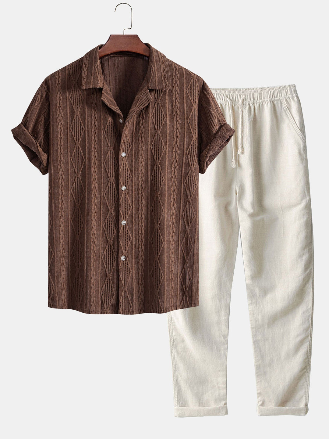 Levoire | Géométrique Jacquard Kuba Set Marron café