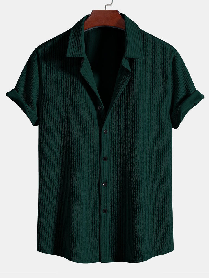 Levoire | Chemise Confort À Boutons Rayée Vert foncé