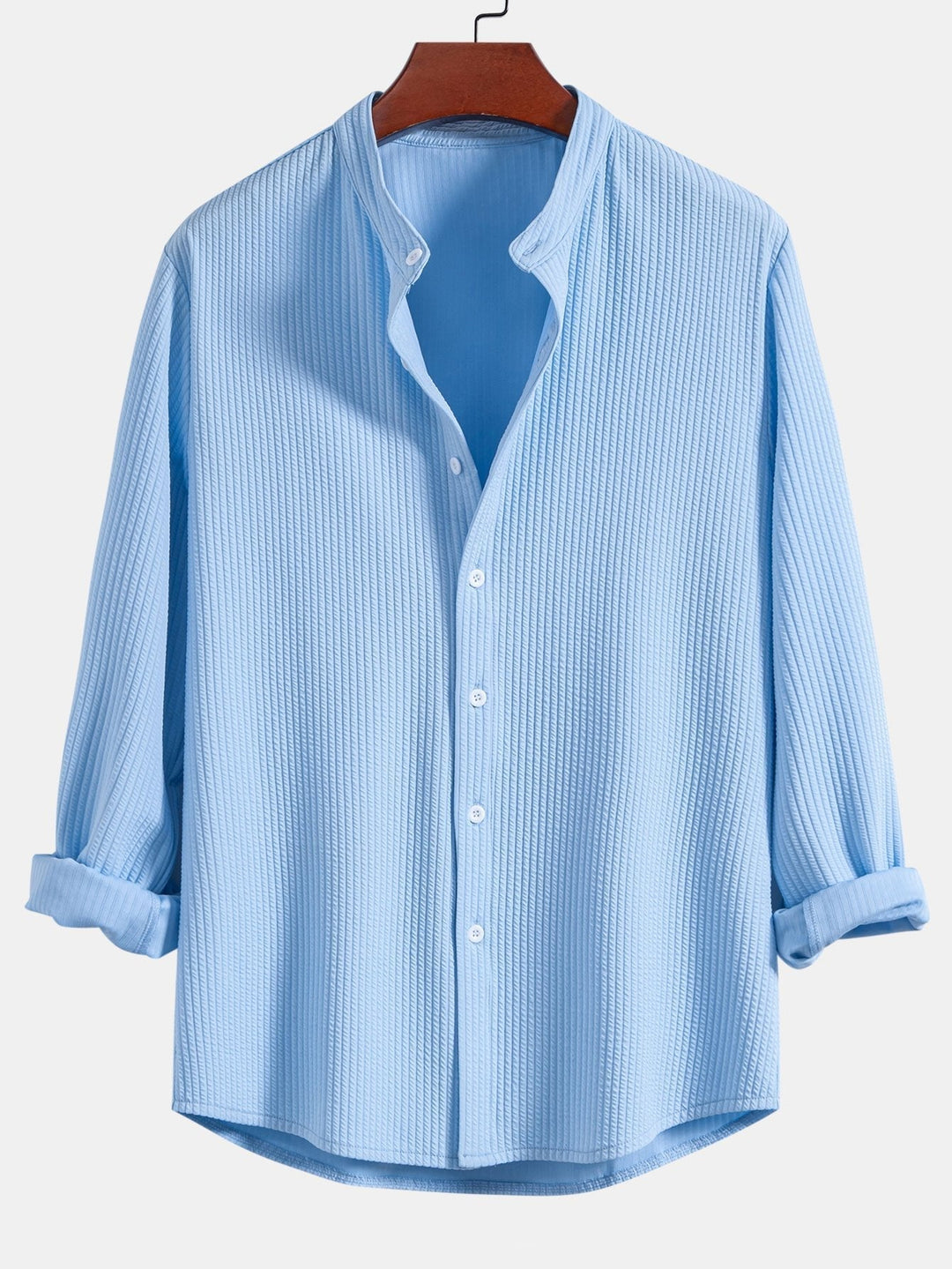 Levoire | Chemise En Stretch Rippé À Manches Longues Bleu clair