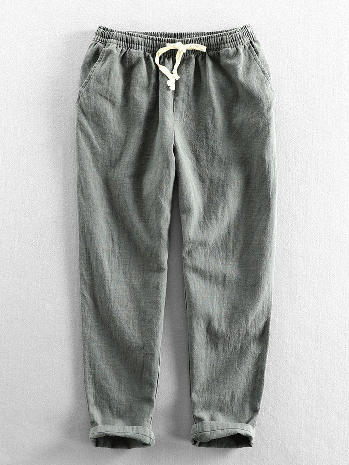 Levoire | Mélange De Lin Pantalon Cropped Vert foncé