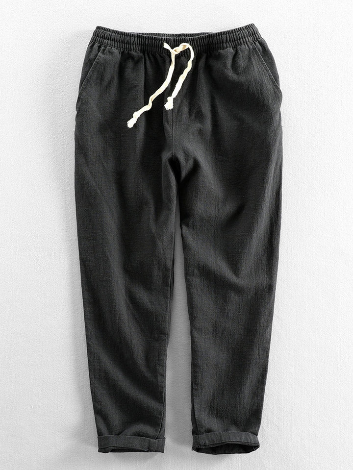 Levoire | Mélange De Lin Pantalon Cropped Noir