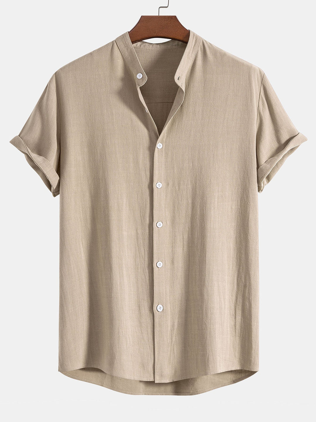 Levoire | Mélange De Lin Chemise À Col Montant Marron clair