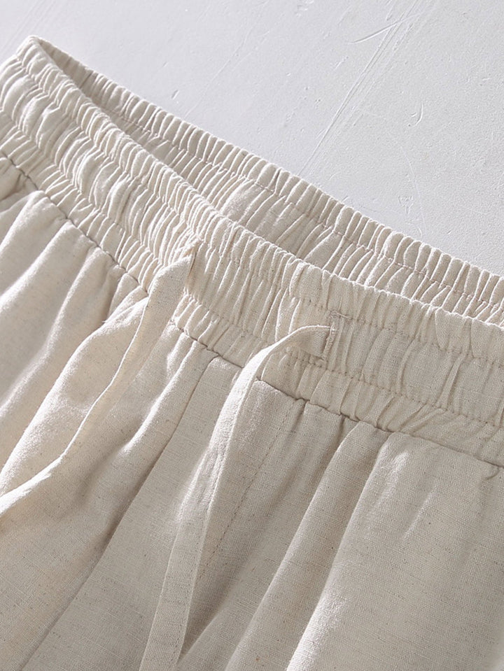 Levoire | Pantalon Court En Coton Lin À Cordon
