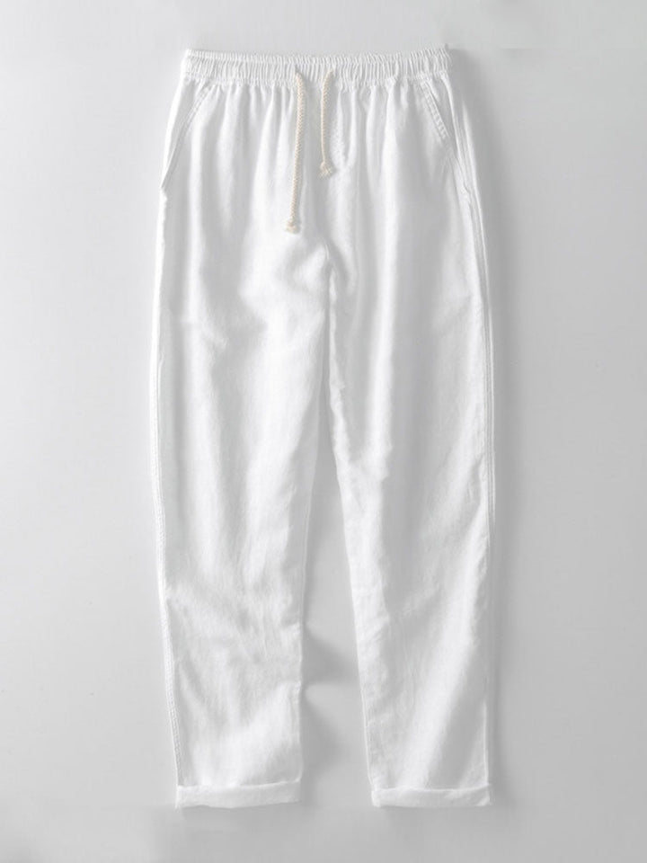 Levoire | Mélange De Lin Pantalon Droit Blanc