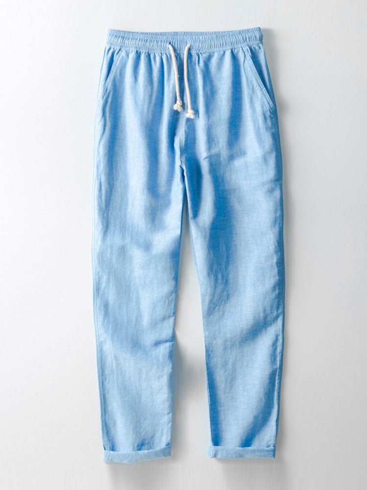 Levoire | Mélange De Lin Pantalon Droit Bleu clair