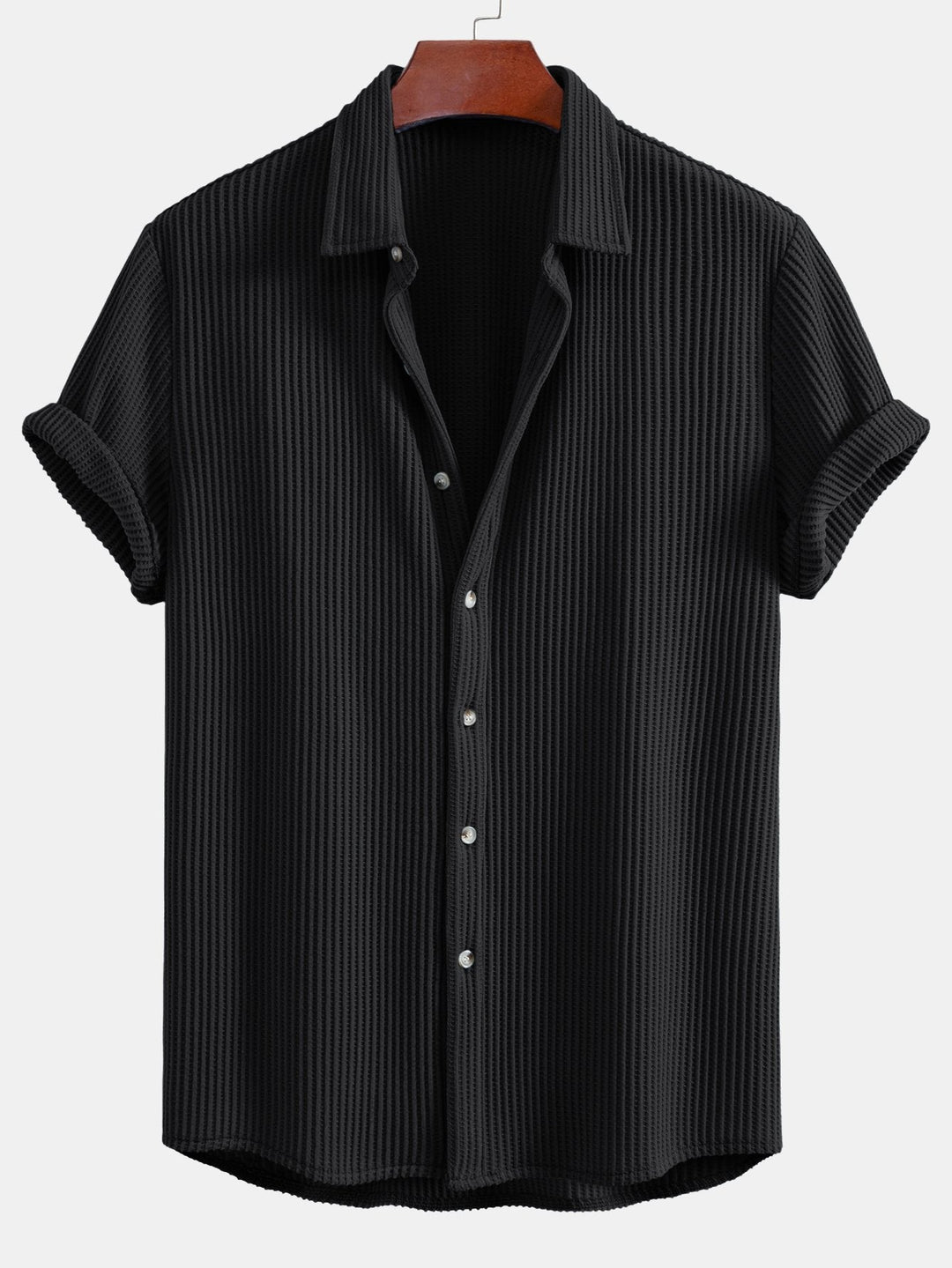 Levoire | Chemise À Boutons En Structure Gaufrée Noir