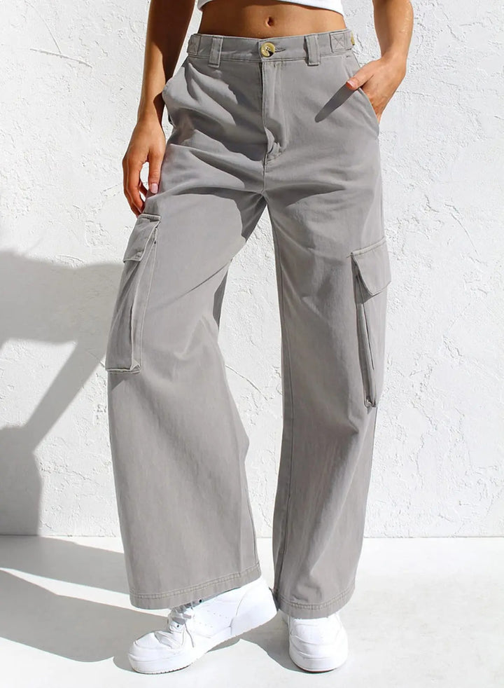 Levoire | Pantalons Cargo Baggy En Coton Avec Poches Gris clair