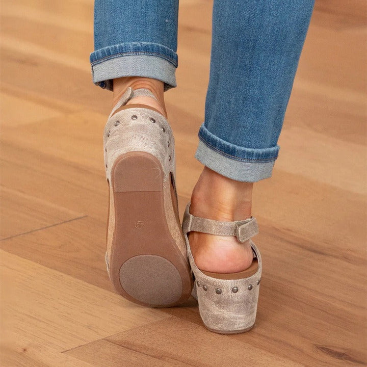 Levoire | Sandales À Talon Compensé En Cuir Avec Semelle En Liège Pour Femmes