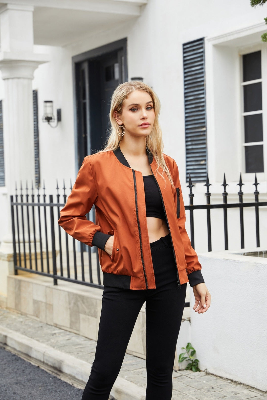 Levoire | Veste Bomber Décontractée Pour Femmes Caramel
