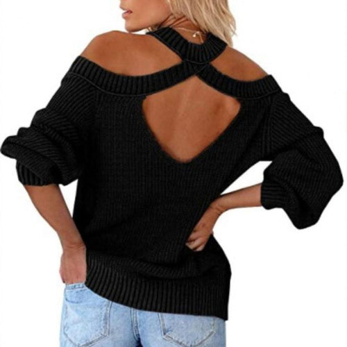 Levoire | Pull Noir À Épaules Découpées