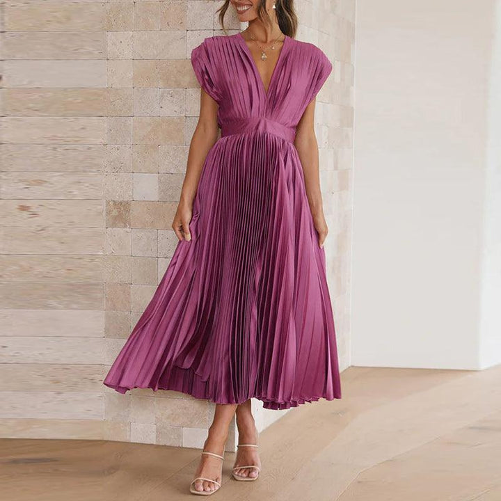 Levoire | Robe À Col En V Plissé Pour Dames Lilas