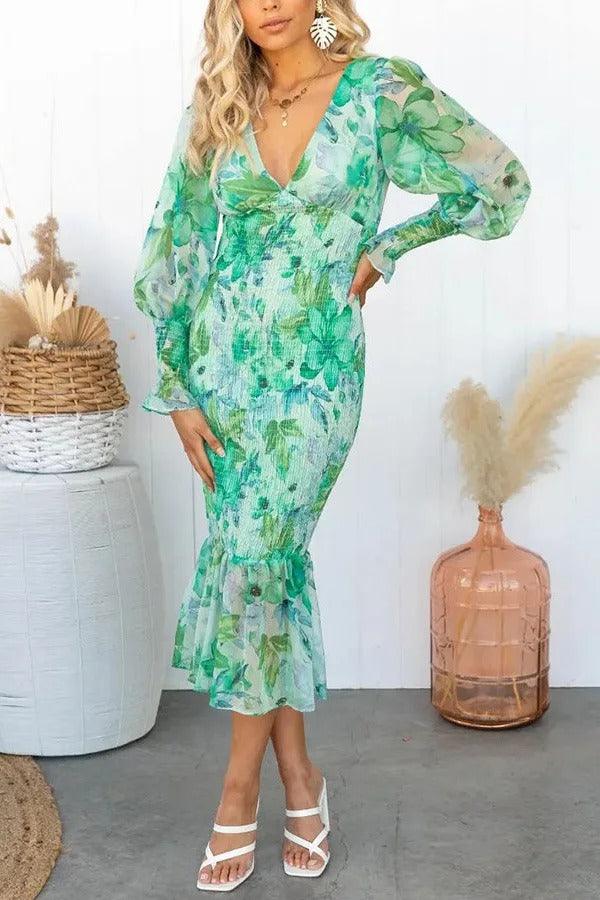 Levoire | Robe Midi À Volants Fleuris