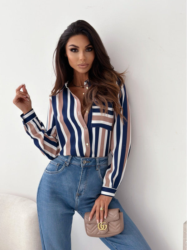 Levoire | Chemisier Femme Rangé Avec Impression Satin