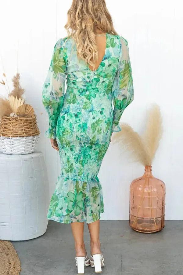 Levoire | Robe Midi À Volants Fleuris