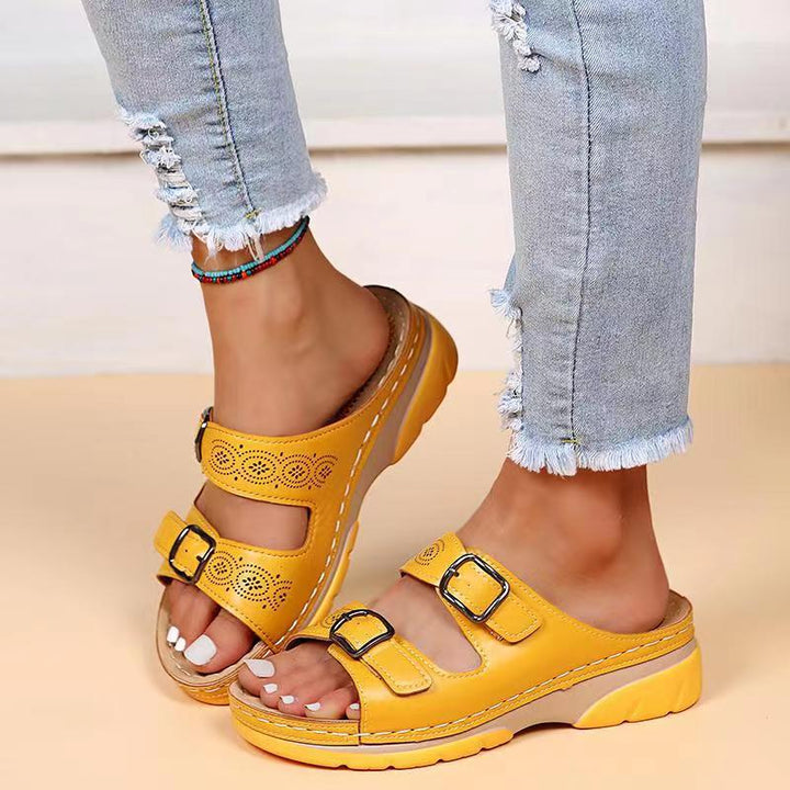 Levoire | Sandale Femme Emma Avec Sangle Jaune