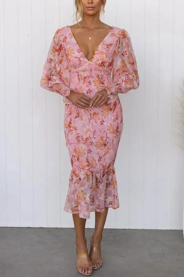 Levoire | Robe Midi À Volants Fleuris