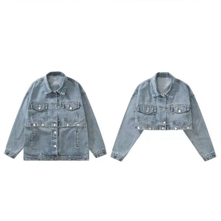 Levoire | Veste en denim à manches longues détachable avec poches