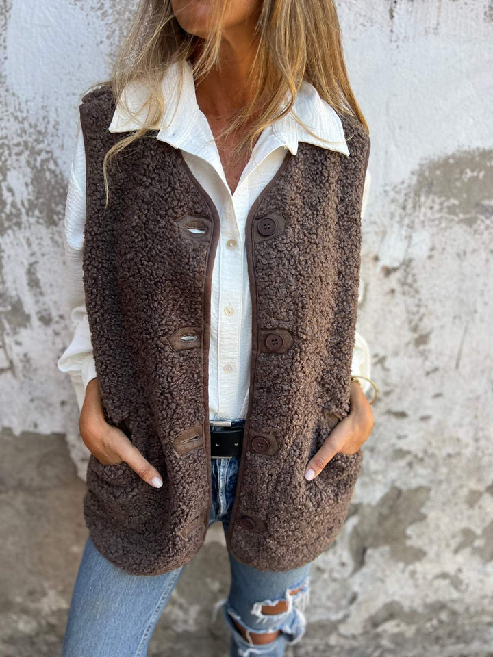 Levoire | Gilet Court Et Chaud Pour Femme Avec Boutons Braun