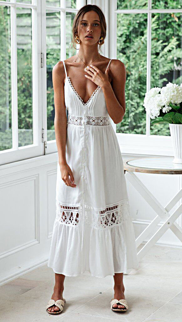 Levoire | Robe Midi Avec Détails En Dentelle Une taille