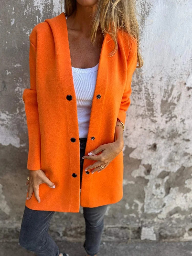 Levoire | Cardigan Avec Boutons Et Capuche Orange