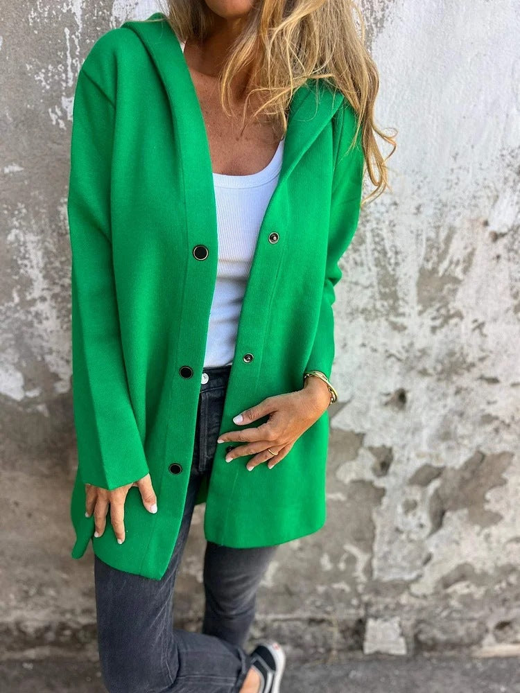 Levoire | Veste À Capuche En Tricot Avec Boutonnière Vert