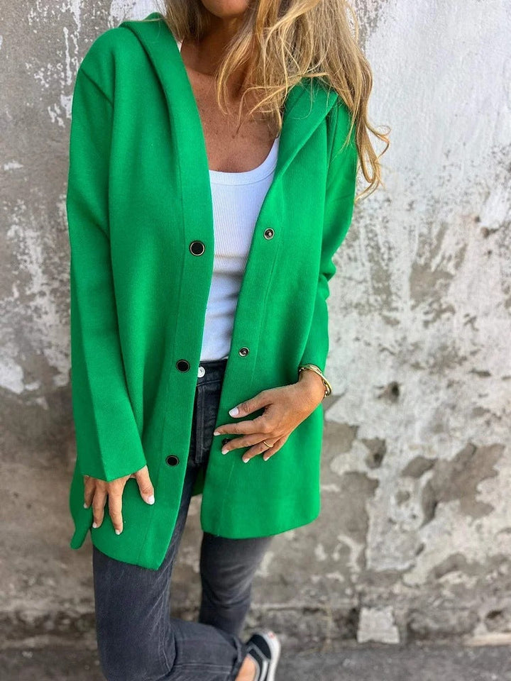 Levoire | Veste À Capuche En Tricot Avec Boutonnière Vert