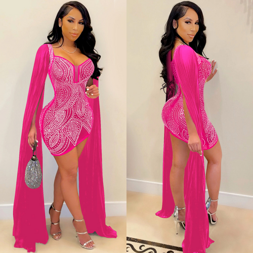 Levoire | robe courte scintillante à décolleté plongeant à manches longues en filets transparents