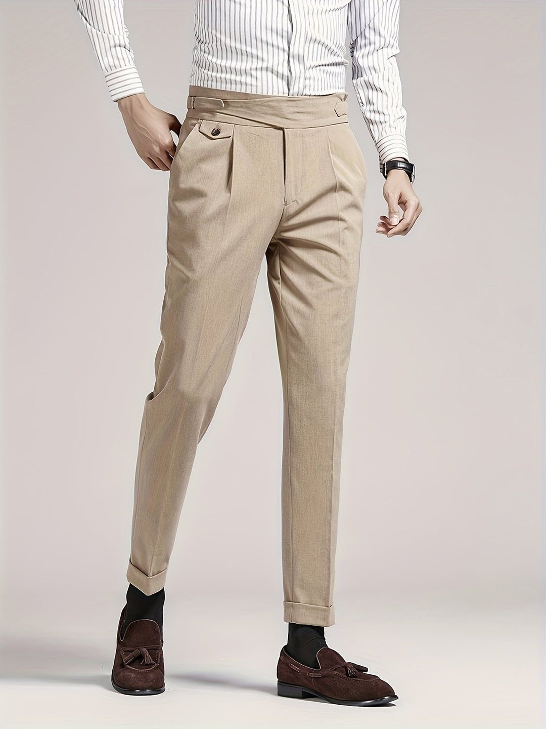 Levoire | Pantalon D'Affaires Regular Fit Unicolore Khaki