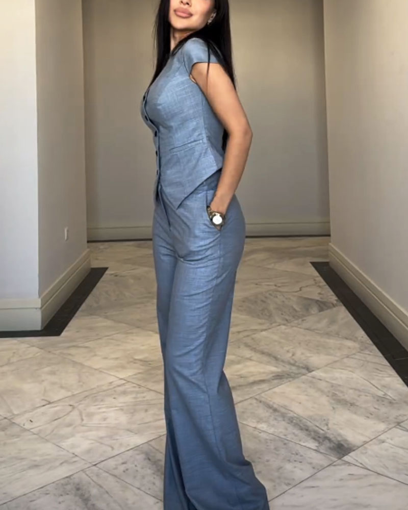 Levoire | Ensemble de blouse et pantalon en lin