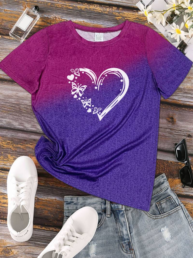 Levoire | T-Shirt Avec Impression De Cœur De Papillon Et Col Rond