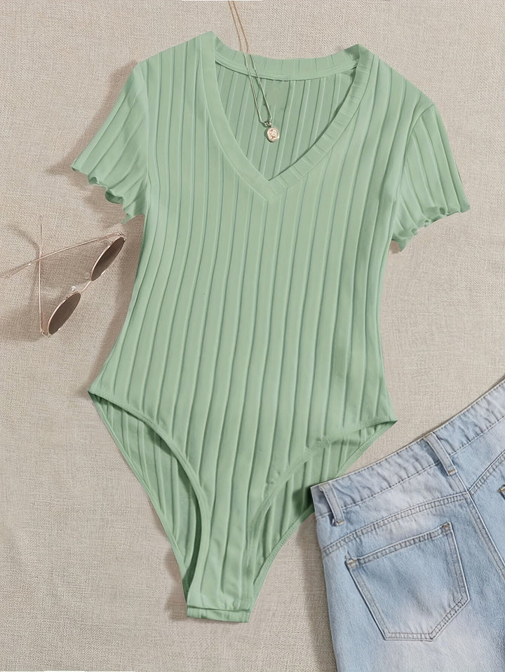 Levoire | Body Uni Avec Décolleté En V Vert clair