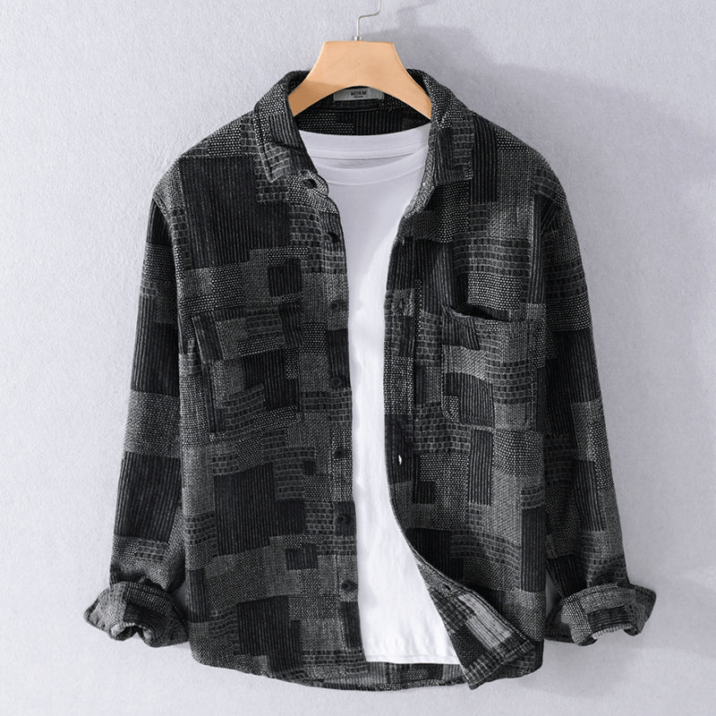 Levoire | Chemise pour hommes en coton japonais tendance, élégante et décontractée Noir