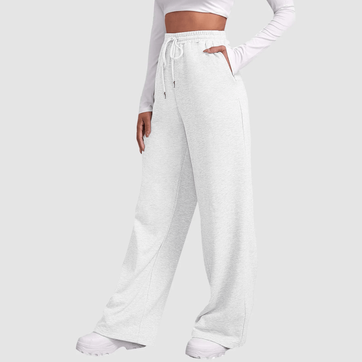 Levoire | Pantalon pour femmes Pantalon de jogging confortable avec jambes larges Blanc