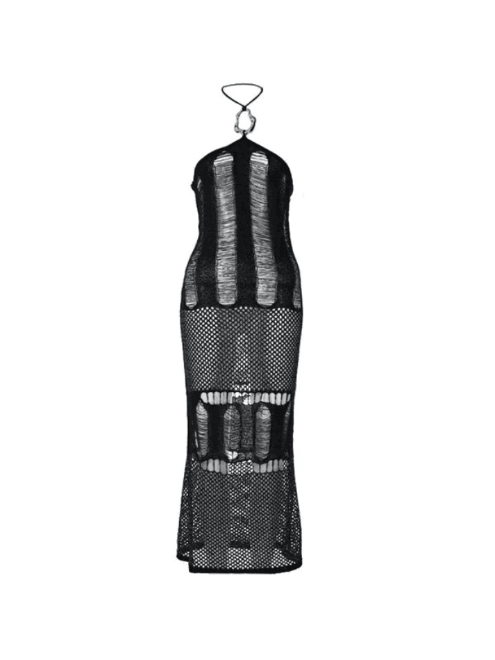 Levoire | Robe Maxi Bodycon À Col Halter Déchiré
