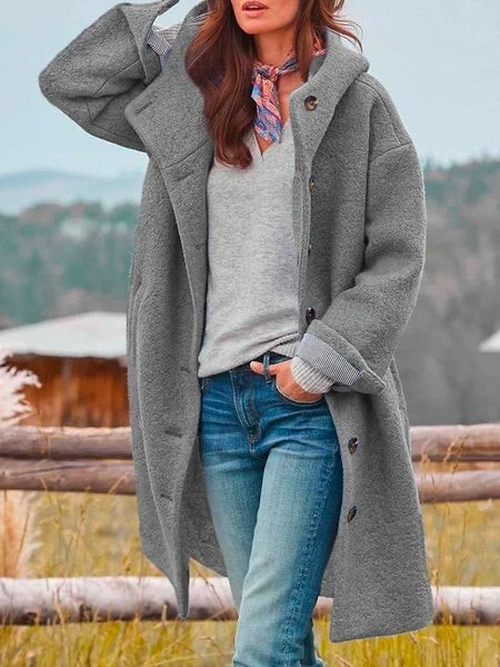 Levoire | Veste Coupe-Vent Chaude Unie Avec Poches Veste Élégante Gris