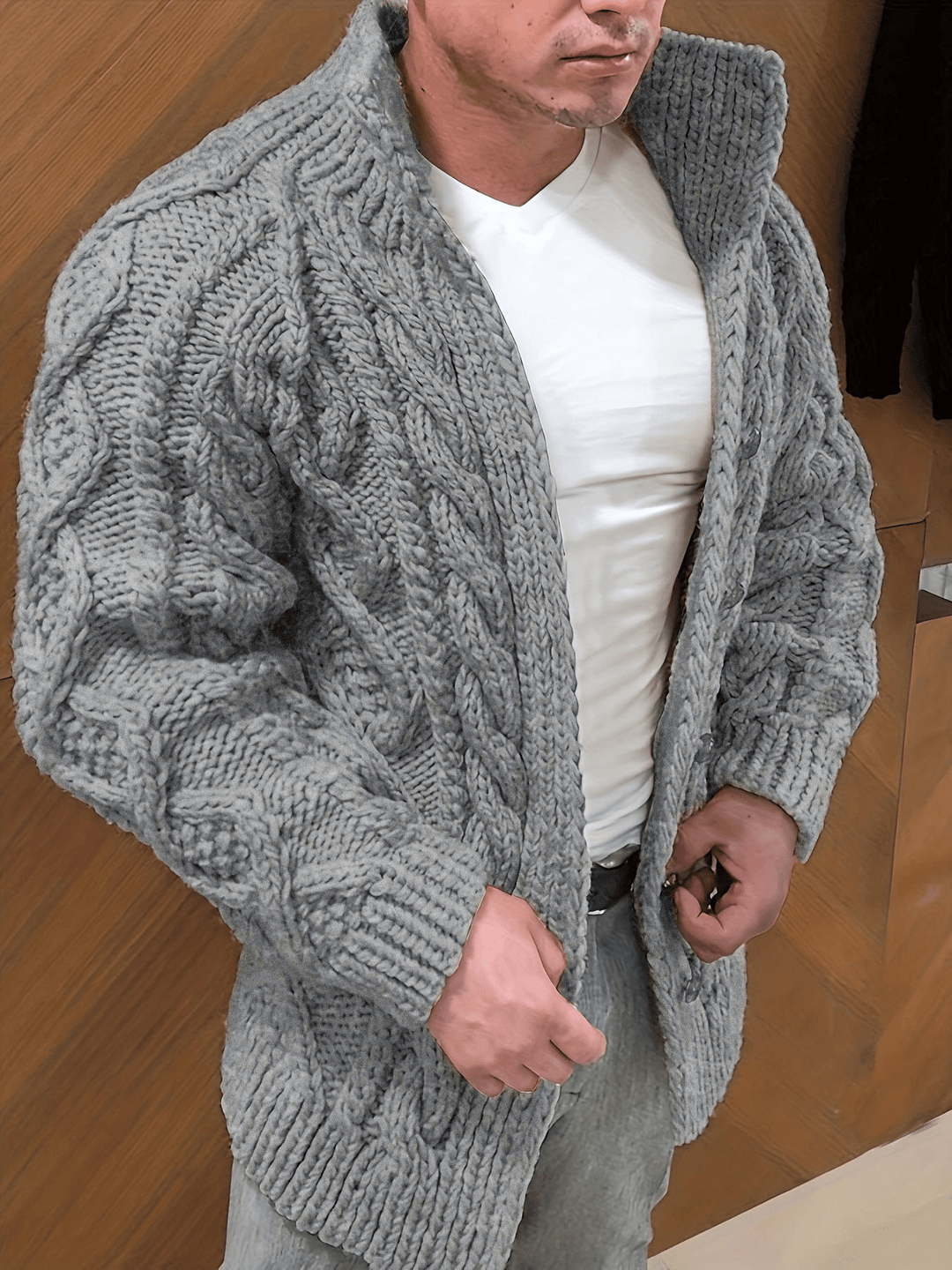 Levoire | Gilet avec motif en câble homme cardigan 2XL