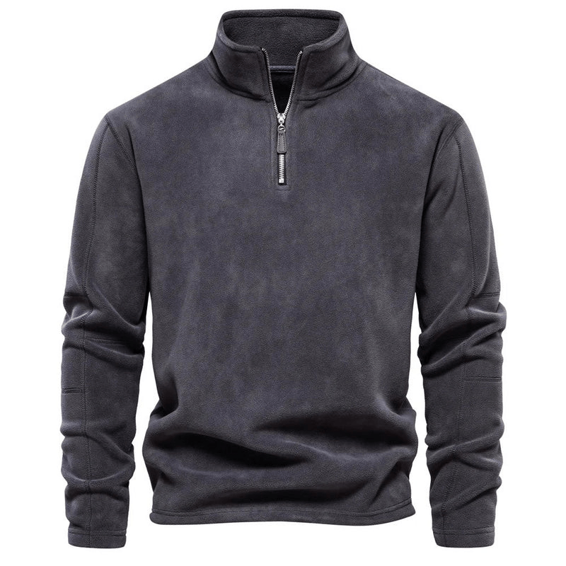 Levoire | Homme Fleece Demi-Zip Pull Décontracté Pullover Pullover Gris foncé