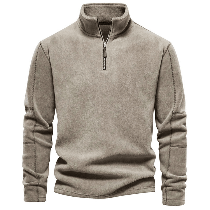Levoire | Homme Fleece Demi-Zip Pull Décontracté Pullover Pullover Beige