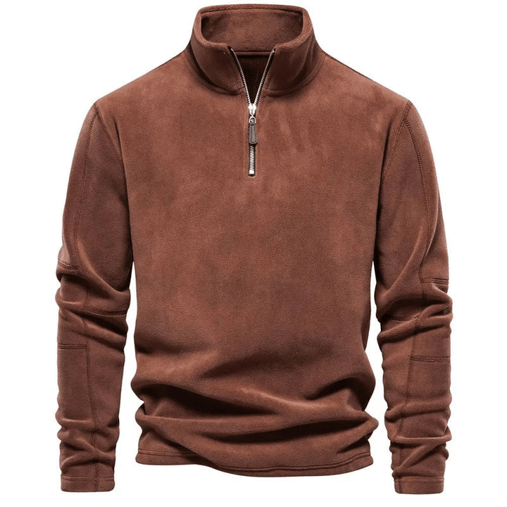 Levoire | Homme Fleece Demi-Zip Pull Décontracté Pullover Pullover Café