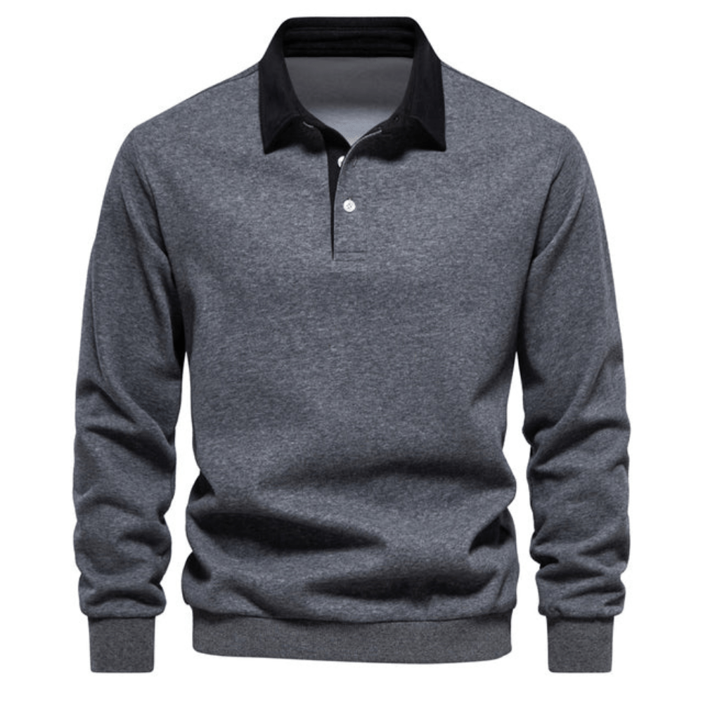 Levoire | Polo pull stylé à manches longues pour hommes Gris foncé
