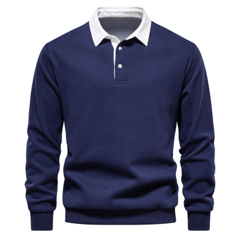 Levoire | Polo pull stylé à manches longues pour hommes Bleu foncé