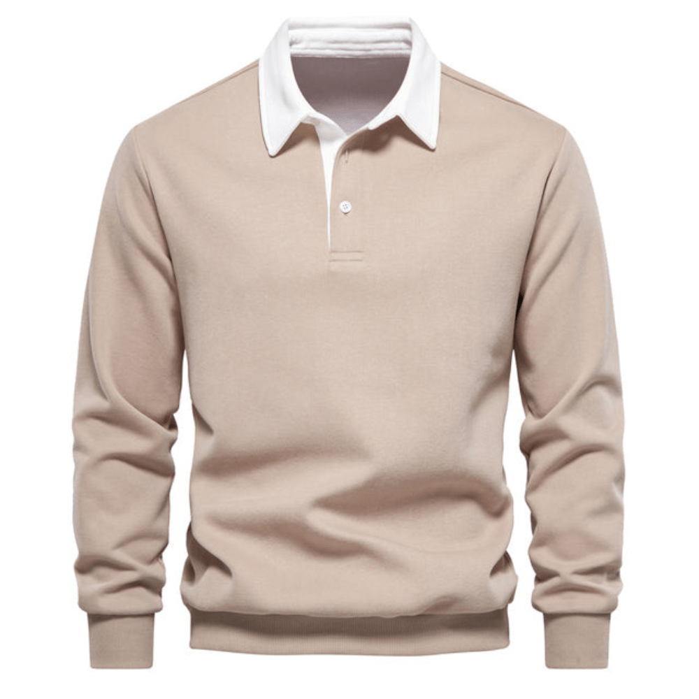 Levoire | Polo pull stylé à manches longues pour hommes Beige